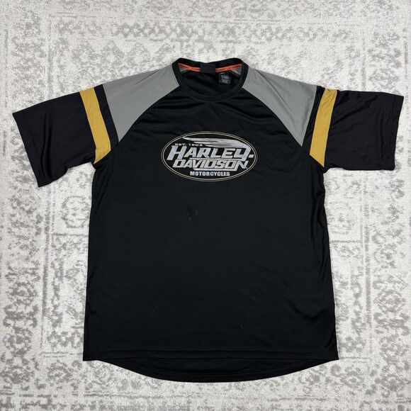 Other - Harley Davidson Motorcycles Jersey Shirt Black Ragland Mesh Sleeves Size 2XL